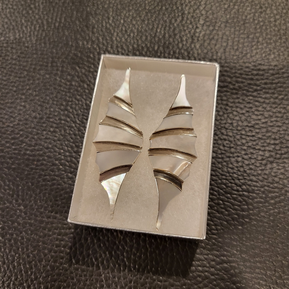 Fairy wings mother of pearl and 925 silver earrings